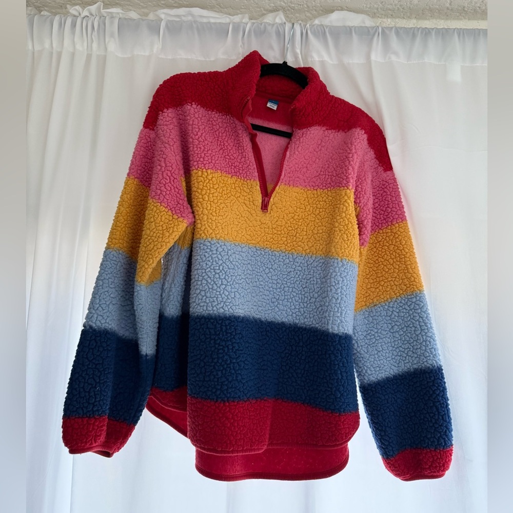 Old Navy Multicolor Striped Women's Fleece Quarter Zip